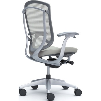 コンテッサセコンダ、固定肘、ハイバック、座クッション、ハンガー無、ランバー無、グレーB、シルバー、脚シルバー、ウレタン オカムラ(岡村製作所)