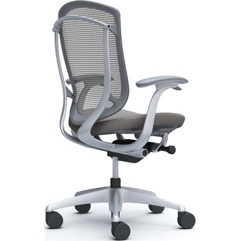 コンテッサセコンダ、固定肘、ハイバック、座クッション、ハンガー無、ランバー無、グレーB、シルバー、脚シルバー、ウレタン オカムラ(岡村製作所)