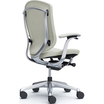 コンテッサセコンダ，固定肘，背座革 ハイバック5本脚，ポリッシュ，ブラック，ランバー無ハンガー無 - オカムラ(岡村製作所)