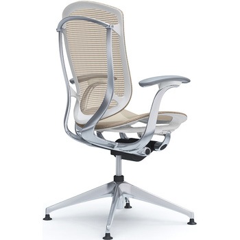 コンテッサセコンダ，固定肘，座メッシュ，ハイバック4本脚，ポリッシュ，ホワイト，ランバー無ハンガー無 オカムラ(岡村製作所)