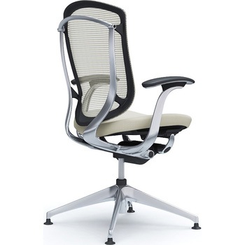 コンテッサセコンダ，固定肘，座クッション，ハイバック4本脚，ポリッシュ，ブラック，ランバー無ハンガー無 - オカムラ(岡村製作所)