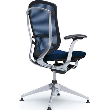 コンテッサセコンダ，固定肘，座クッション，ハイバック4本脚，ポリッシュ，ブラック，ランバー無ハンガー無 - オカムラ(岡村製作所)