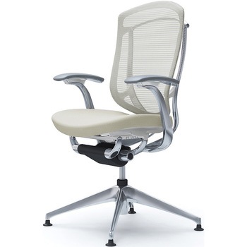 コンテッサセコンダ，固定肘，座クッション，ハイバック4本脚，ポリッシュ，ホワイト，ランバー無ハンガー無 - オカムラ(岡村製作所)