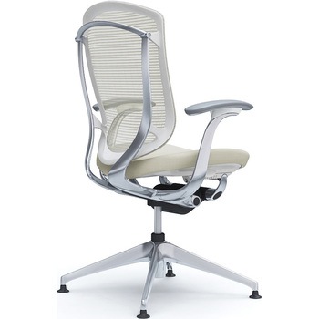 コンテッサセコンダ，固定肘，座クッション，ハイバック4本脚，ポリッシュ，ホワイト，ランバー無ハンガー無 - オカムラ(岡村製作所)