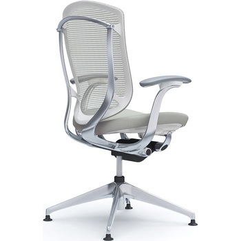 コンテッサセコンダ，固定肘，座クッション，ハイバック4本脚，ポリッシュ，ホワイト，ランバー無ハンガー無 - オカムラ(岡村製作所)