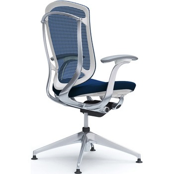 コンテッサセコンダ，固定肘，座クッション，ハイバック4本脚，ポリッシュ，ホワイト，ランバー無ハンガー無 - オカムラ(岡村製作所)