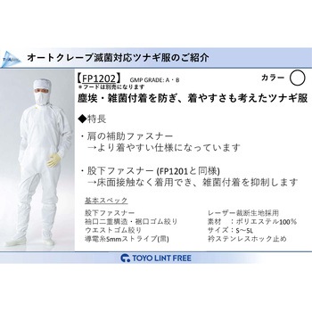 TriApex クリーンウェア AC滅菌対応 ツナギ服 東洋リントフリー