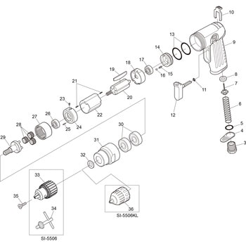 部品 エアドリル SI-5506KL SHINANO(信濃機販)