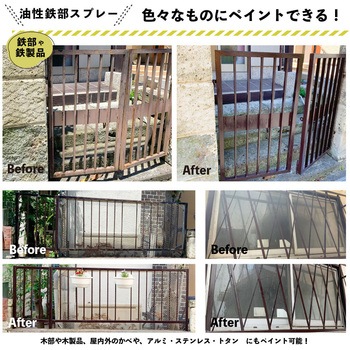 油性鉄部用Sスプレー 油性塗料 (つやあり) サビの上から直接塗れる高性能鉄部用塗料 カンペハピオ