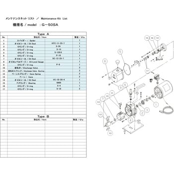 G-50SA MAINTENANCEKIT 小型油回転真空ポンプ用メンテナンスキット 1組