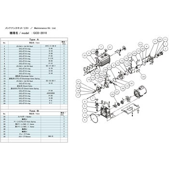 GCD-201X MAINTENANCEKIT A 小型油回転真空ポンプ用メンテナンスキット