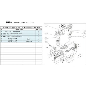 DTC-22/22K MAINTENANCEKIT 小型ドライ真空ポンプ用メンテナンスキット