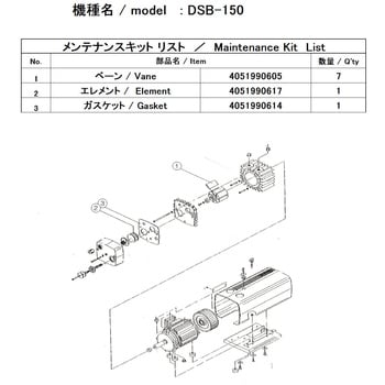 DSB-150 MAINTENANCEKIT 小型ドライ真空ポンプ用メンテナンスキット 1