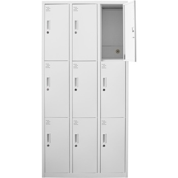 スチールロッカー9人用 ホワイト スマイル