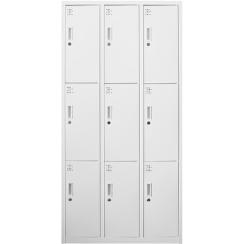 スチールロッカー9人用 ホワイト スマイル