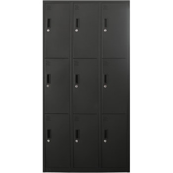 スチールロッカー9人用 ブラック スマイル
