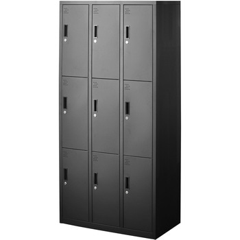 スチールロッカー9人用 ブラック スマイル