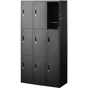 スチールロッカー9人用 ブラック スマイル