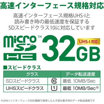 マイクロSDカード UHS-I SD変換アダプタ付 防水(IPX7) データ復旧サービス付 メモリーカード エレコム