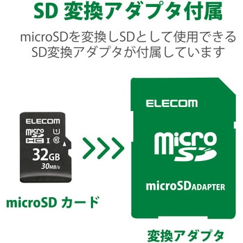 マイクロSDカード UHS-I SD変換アダプタ付 防水(IPX7) データ復旧サービス付 メモリーカード エレコム