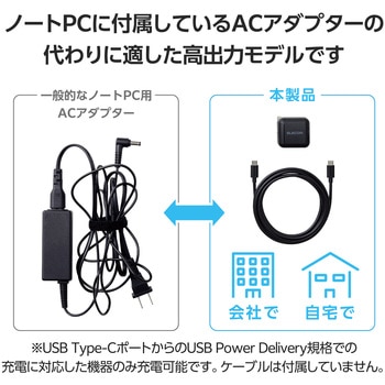 USB Type-C 充電器 PD PPS対応 65W 1ポート TypeCケーブル付属 2m スイングプラグ 小型 軽量 - エレコム