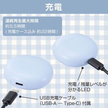 ワイヤレスイヤホン Bluetooth5.3 低遅延 タッチセンサー 超軽量 AAC対応 Type‐C充電 通勤 通学 エレコム