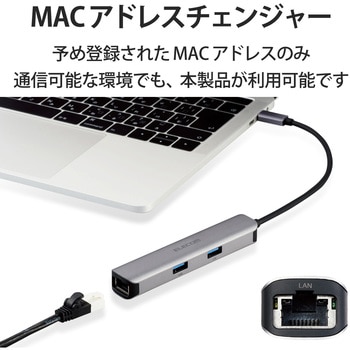 USBハブ ドッキングステーション Type-C接続 USB3.1×3ポート HDMI×1ポート LANポート付 スリム シルバー エレコム