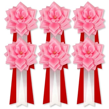 リボン記章 胸章 徽章 大リボンバラ タレ付き 6個セット YONEOKA RIBBON