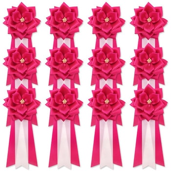リボン徽章 記章 胸章 中リボンバラ サテン 12個セット - YONEOKA RIBBON