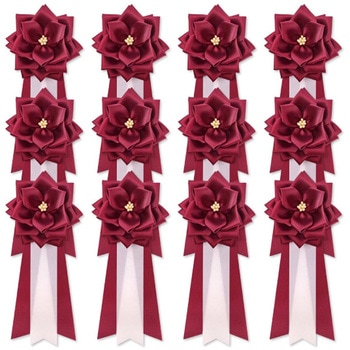リボン徽章 記章 胸章 中リボンバラ サテン 12個セット - YONEOKA RIBBON