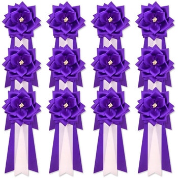 リボン徽章 記章 胸章 中リボンバラ サテン 12個セット - YONEOKA RIBBON