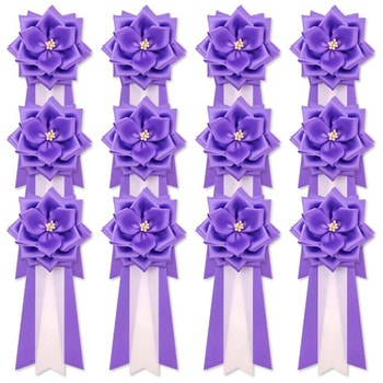 リボン徽章 記章 胸章 中リボンバラ サテン 12個セット - YONEOKA RIBBON
