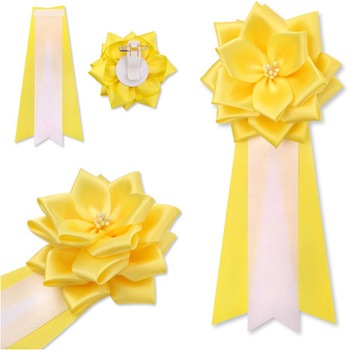 リボン徽章 記章 胸章 中リボンバラ サテン 12個セット YONEOKA RIBBON