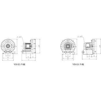 ボルテックスブロワ(Eシリーズ) 低騒音型・三相品 風量タイプ