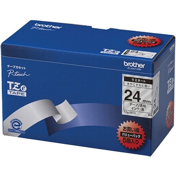 【ブラザー純正】ピータッチ ラミネートテープ TZe-151V 幅24mm (黒文字/透明/お得5本パック) brother(ブラザー)