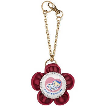 マタニティマーク キーホルダー フラワーシフォンロゼット YONEOKA RIBBON