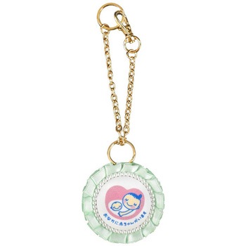 マタニティマーク キーホルダー フリルリボンロゼット 両面仕様 YONEOKA RIBBON