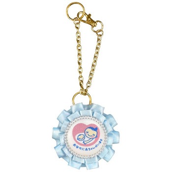 マタニティマーク キーホルダー ダブルフリルロゼット クリップ付 YONEOKA RIBBON