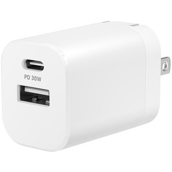 AC充電器/USB充電器/PD/PD30W/2ポート/コンパクト/小型/iPad、iPhone、iPod、モバイルバッテリー、スマートフォン、タブレットPC、オーディオプレイヤー/ホワイト OWLTECH(オウルテック)