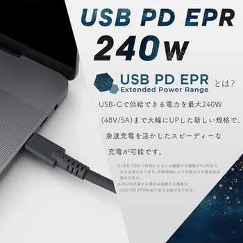 しなやかで絡まない シリコンケーブル 40Gbps(USB4 Gen3x2)対応 PD240W USB-C to USB-C 1m 映像出力対応 急速充電 2年保証 MOTTERU