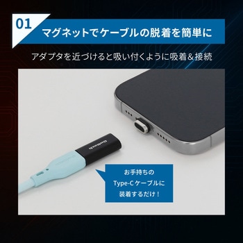 マグネットで簡単ワンタッチ接続 PD60W充電/データ転送対応USB Type-C 変換アダプタ(アダプタ&コネクタセット) OWLTECH(オウルテック)