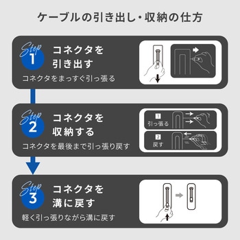 モバイルバッテリー 巻き取り式ケーブル内蔵 10000mAh OWLTECH(オウルテック)