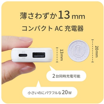 薄さ13mm 最大PD20W出力 GaN採用 A1C1 AC充電器 OWLTECH(オウルテック)