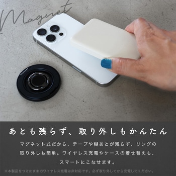 2way マグネット式 スマホリング 縦横スタンド Magsafe対応 360度回転 メタルリング付 MOTTERU