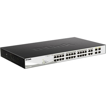 DGS-1210-28MP ギガビットL2スマートスイッチ、PoE/PoE+対応(最大370W給電)、10/100/1000BASE-Tポート(PoE+対応)x24、10/100/1000BASE-Tポートx4(SFPコンボスロットx4) D-LINK