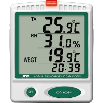 AD5696 温湿度SDデータロガー 熱中症指数計 / 熱中症指数モニター 1台