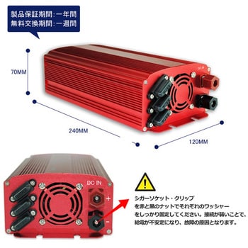 MRI10010 BESTEK 矩形波カーインバーター 1000W BESTEK 入力電圧DC12 