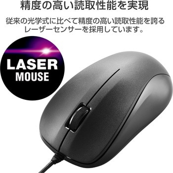 EU RoHS指令準拠 USBレーザーマウス/スタンダードサイズ/簡易パッケージ仕様/ブラック エレコム