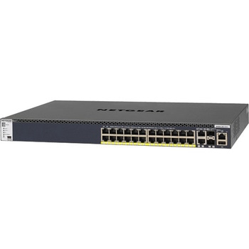 M4300-28G-PoE+ 1000BASE-T 24ポート(PoE+対応) + 10GBASE-T 2ポート + 10G SFP+ 2スロット Layer3マネージスイッチ(スタッカブル) 630W budget NETGEAR