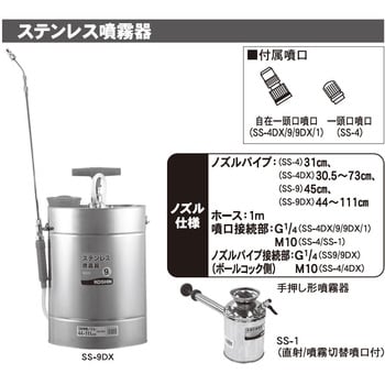 SS-1 ステンレス製杓型噴霧器 1L 工進 霧・直射 - 【通販